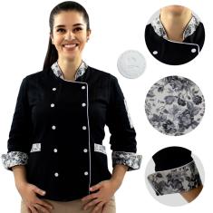 Imagem de Dólmã Chef De Cozinha Floral Feminino