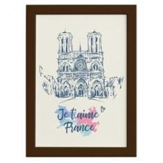 Imagem de Quadro Paris Notre Dame Moldura Marrom 33x43cm