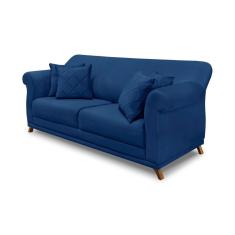 Imagem de Sofá Decorativo 180cm 2 Lugares com 4 Almofadas Armstrong Suede Azul Marinho - Gran Belo