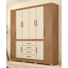 Imagem de Guarda Roupa Roupeiro Casal 84020 08 Portas 04 Gavetas c/ Espelho New Realce Amendola Touch Off White Demóbile