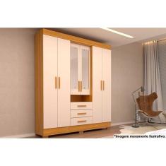 Imagem de Guarda Roupa Solteiro 6 Portas (2 c- Espelho) E 3 Gavetas Débora Nature-off White - Acp