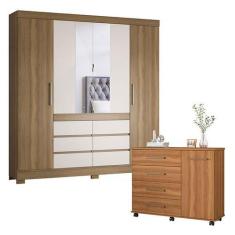 Imagem de Cômoda Flora E Guarda Roupa Casal Cádis Amêndola Off White - Demóbile