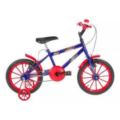 Imagem de Bicicleta Infantil Azul Vermelho Aro 16 Crianças de 4 a 6 anos Cesta B