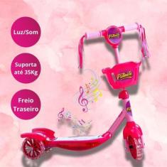 Imagem de Patinete Infantil Luz e Música de 3 Rodas Azul e Rosa Kids - Lojão Pa,