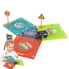 Imagem de Quebra-cabeça de pista de carro infantil, quebra-cabeça de pista de carro de corrida | Placa de quebra-cabeça de carro de brinquedo,Montagem criativa de brinquedos de pista de carro elétrico, brinqued