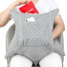 Imagem de Travesseiro de histerectomia em forma de estrela para cirurgia abdominal com 2 bolsos, almofadas de histerectomia indispensáveis para recuperação pós-cirúrgica, almofada de barriga abdominal, bolinhas