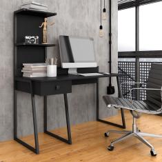 Imagem de Escrivaninha Estilo Industrial Tróia Preto Fosco - Moveis Arapongas