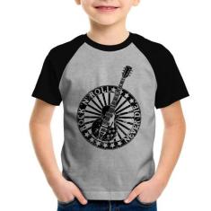 Imagem de Camiseta Raglan Infantil Rock n Roll Never Die Guitarra - Foca na Moda