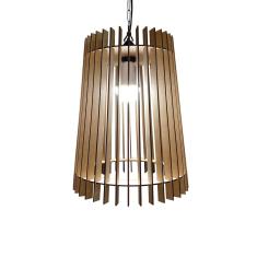 Imagem de Lustre Luminária Pendente De Madeira Mdf Mod. Babel