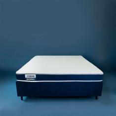 Imagem de Cama Box Viúva Com Colchão Guldi Duplo Plus D28 Branca E Azul