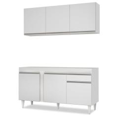 Imagem de Armário Aéreo Argélia e Balcão Para Pia 150cm Dakota Branco - Lumil Móveis