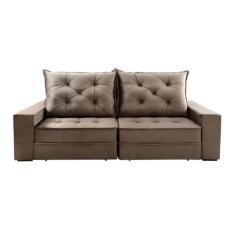 Imagem de Sofá Retrátil e Reclinável 3 Lugares 230cm Ágata Suede Capuccino