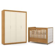 Imagem de Jogo de Quarto Infantil Tutto New Guarda Roupa 4 Portas e Berço com Capitonê - Matic Móveis
