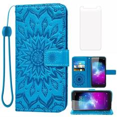 Imagem de Capa de telefone para ZTE Quest 5/ZTE Blade Vantage 2 /A3L/L8/A3 2019 capa carteira com protetor de tela de vidro temperado girassol capa flip fina suporte para cartão acessórios de celular mulheres