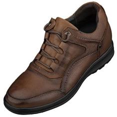 Imagem de CALTO Sapatos masculinos invisíveis que aumentam a altura – Couro com cadarço leve casual – 7 cm mais alto, Marrom, 38