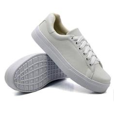 Imagem de Tênis Moda Casual Feminino com Cadarço Listra Lateral Sola Borracha Leve Confortável Dia a Dia-Feminino