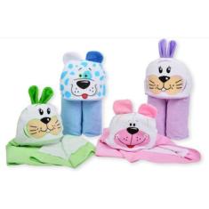 Imagem de Toalha De Banho Carinhas Com Capuz 70x90cm Dupla Face (com Forro De Fr