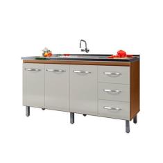 Imagem de Balcão Para Pia De Cozinha Emily  Com 3 Portas E 3 Gavetas Cor Off Whi