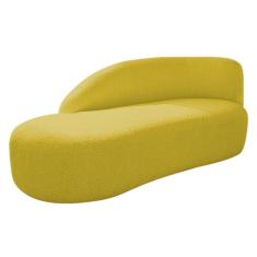 Imagem de Divã Recamier Curvo Luna 185cm Lado Esquerdo Suede - Doce Sonho Móveis Cor Amarelo