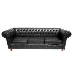 Imagem de Dois Sofás Chesterfield Luiz XV 2,00M Corano Preto sala de estar/recep