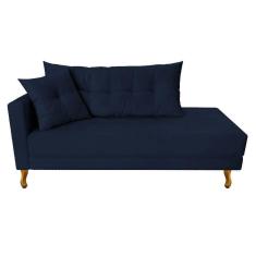 Imagem de Recamier Azura 160cm Com Almofada Lado Direito Suede Cor Azul Marinho