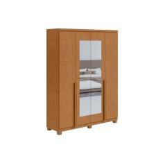 Imagem de Guarda Roupa 4 Portas E 2 Gavetas C Espelho E Pes Alonzo Amendoa Lopas