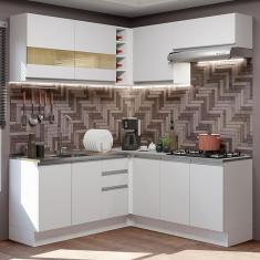 Imagem de Cozinha Completa de Canto Madesa Glamy 349001 com Armário e Balcão (Sem Tampo e Pia) - Branco