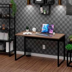 Imagem de Mesa Para Escritório Escrivaninha Diretor Estilo Industrial 135cm Nogal