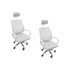 Imagem de Kit 2 Cadeiras Escritório Diretor Mesh Encosto Cabeça Branco