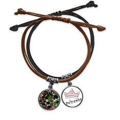 Imagem de DIYthinker Graffiti Art Grain Ilustration Pattern Pulseira Corda Mão Corrente de Couro Princesa Pulseira