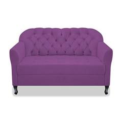 Imagem de Namoradeira Recamier Sofá Julia com Botonê para Sala de Estar Recepção Escritório Quarto Roxo Suede - AM Decor