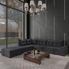 Imagem de Sofá de Canto 9 Lugares com Puff Itapema Cinza