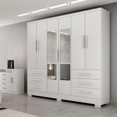 Imagem de Guarda Roupa Agata 6 Portas 6 Gavetas Com Espelho Com 6 Pés Branco