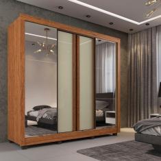 Imagem de Guarda-Roupa Casal 100% MDF 04 Portas 06 Gavetas com Espelho Portinari Prime Cinamomo/Off White Imop