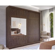 Imagem de Guarda Roupa 2 Portas de Correr e 4 Gavetas c/ 1 Espelho e Pés Blumenau Cacau - Panan