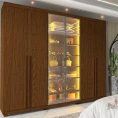 Imagem de Guarda-Roupa Casal 6 Portas Com Pés Com Led Imperatriz Reflecta - Geli