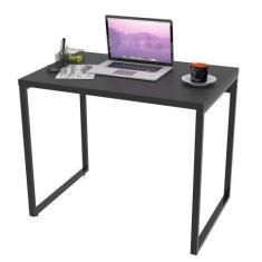 Imagem de Mesa De Escritório Office 90cm Estilo Industrial Prisma Preto Onix - M
