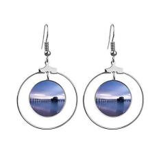 Imagem de Brincos com imagem da natureza da Ocean House com argola pendurada, joia circular