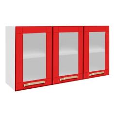 Imagem de Armário de Cozinha Bertolini Colors 6010 3 Portas Branco/Vermelho