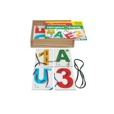 Imagem de Brinquedo Educativo Alinhavos Números e Vogais com 15 Placas