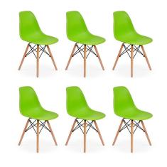 Imagem de Conjunto 6 Cadeiras Charles Eames Eiffel Wood Base Madeira - Verde