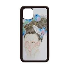 Imagem de Pretty Girl Blue Bird Pintura chinesa para iPhone 12 Pro Max Capa para Apple Mini Mobile Case