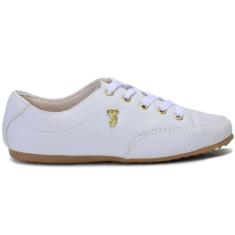 Imagem de Tênis Branco Feminino Casual Cadarço Confortável Leve Metal Gato-Feminino