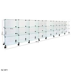 Imagem de Balcão de Atendimento Modulado em Vidro com Rodízios - 4,00 x 1,00 X 0,40