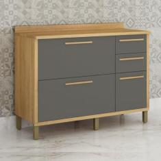 Imagem de Balcão para Cozinha 3 Portas 2 Gavetas 120cm Torino Cinamomo/grafite