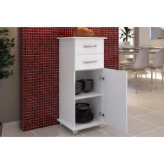 Imagem de Balcão Multiuso Branco C/ Rodinhas 1 Porta E 2 Gavetas - Clickforte