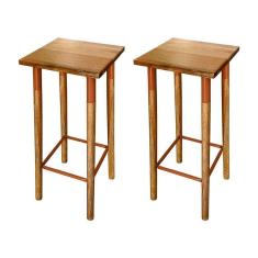 Imagem de Kit 2 Banquetas Bistro Industrial Colors Ferro E Madeira Maciça - Cobre Marrom