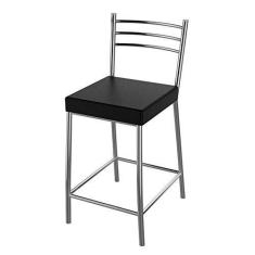 Imagem de Banqueta Cozinha Cromada Quadrada Turim Baixa 50cm Flape