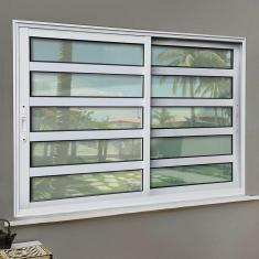 Imagem de Janela Elite com Travessas 2 Folhas Moveis 100 X 100 Vidro Liso Branco