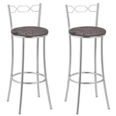 Imagem de Kit 2 Banquetas Cromadas BC51-A B206 Cromado/Cinza